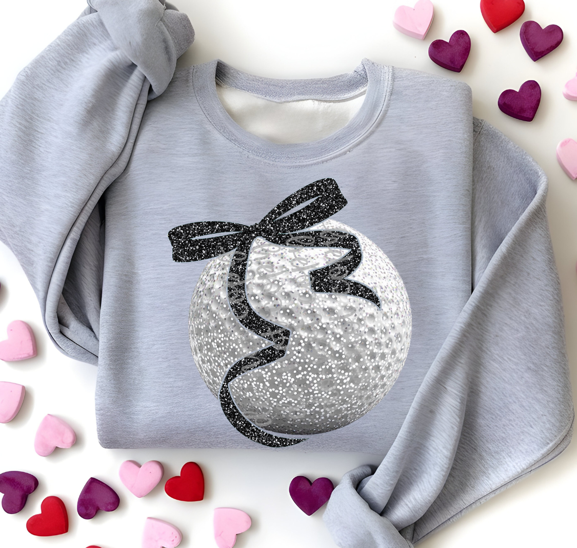 Faux glitter golf ball color bow DTF Transfer Design