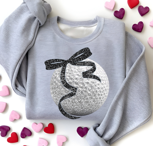 Faux glitter golf ball color bow DTF Transfer Design