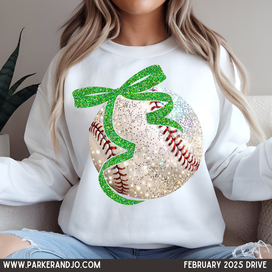 Faux Glitter baseball color bow DTF Transfer Design