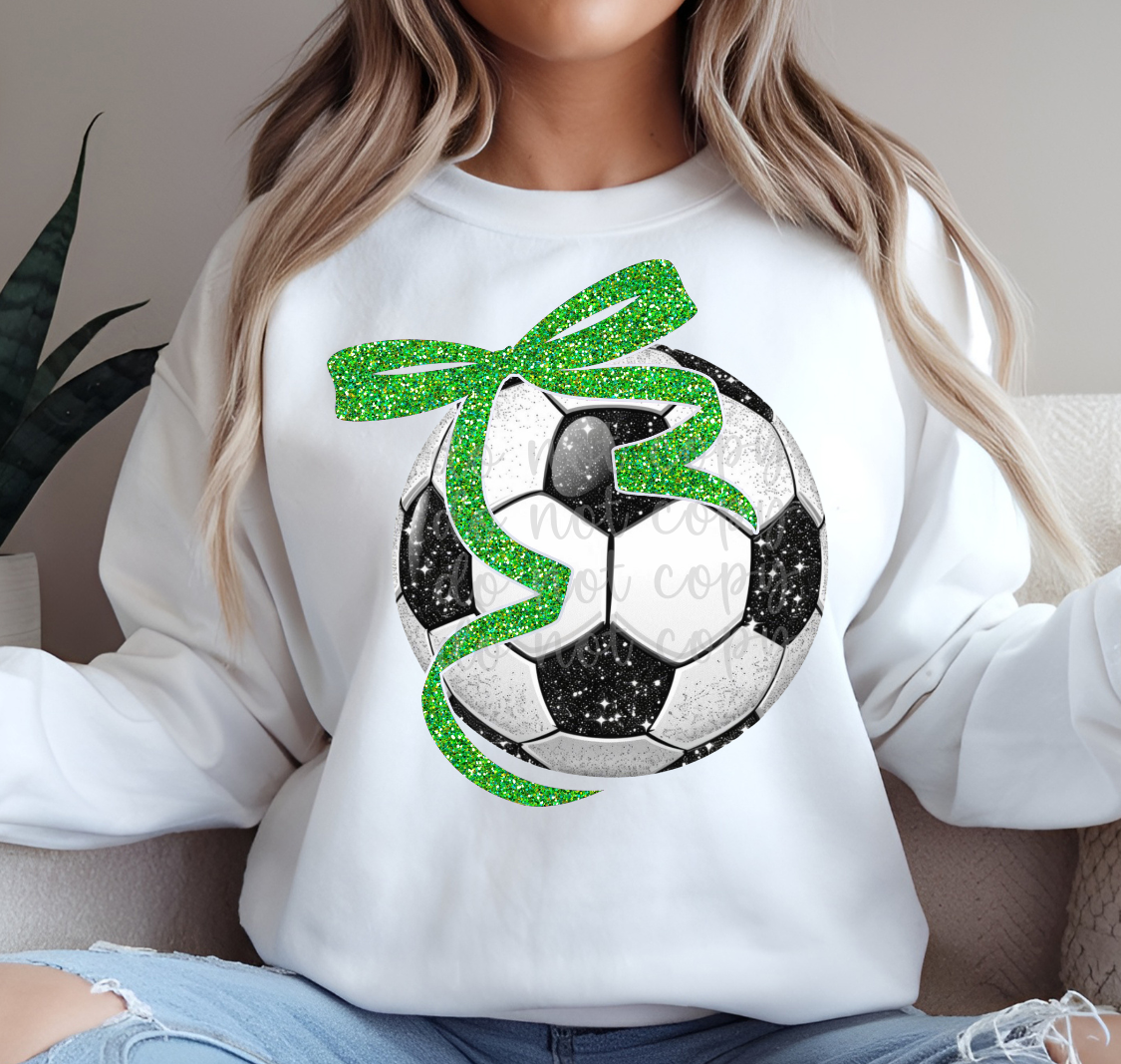Faux Glitter soccer color bow DTF Transfer Design