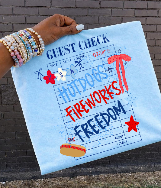 Guest check 4th of July DTF Transfer design