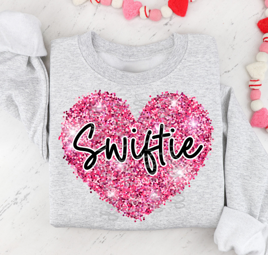 Heart Swiftie faux glitter DTF Transfer Design