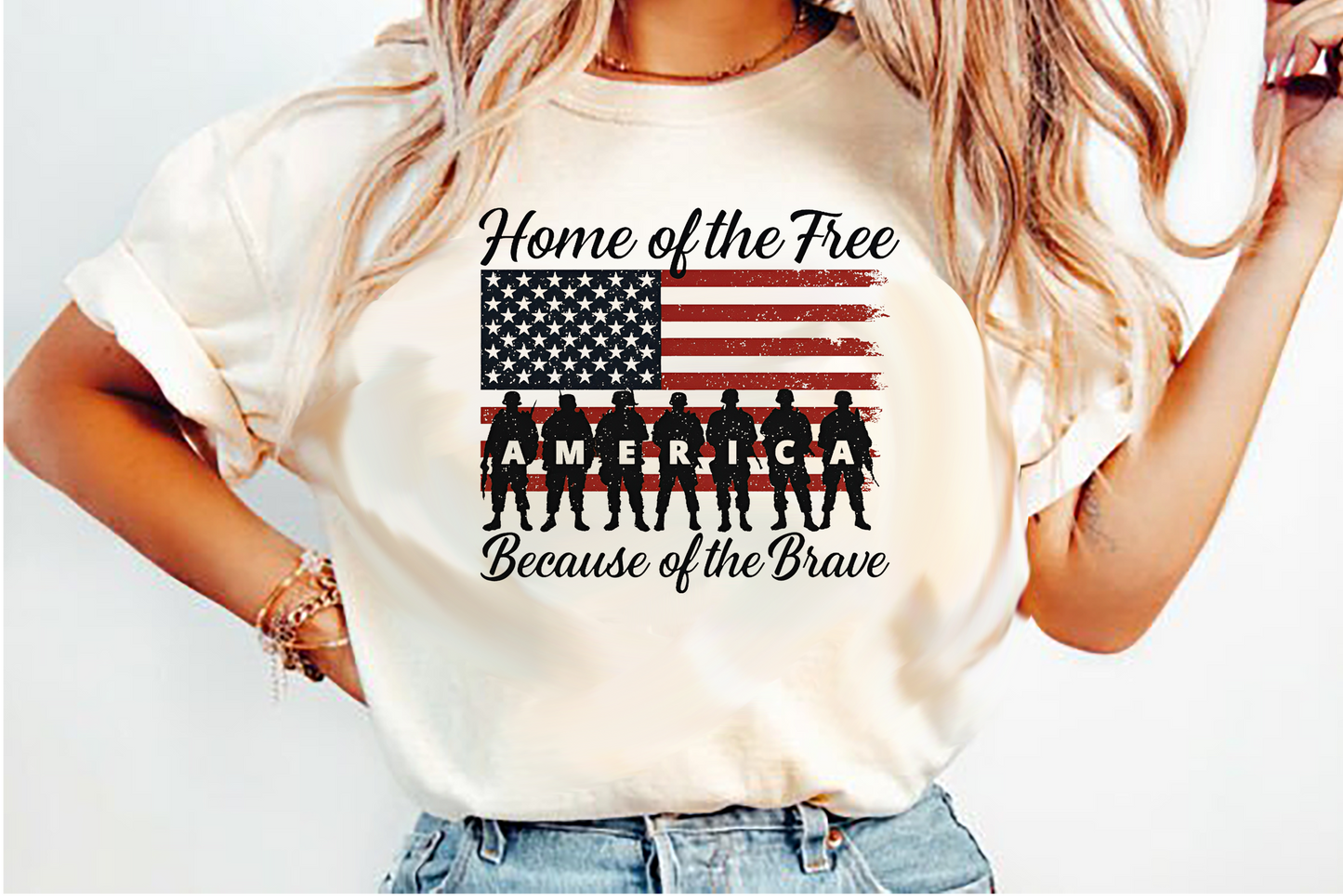 home of the free Because of the  Brave America DTF Transfer Design