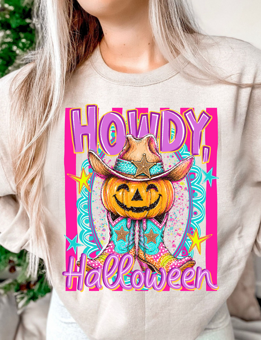 howdy halloween pumpkin  in boots DTF Transfer Design