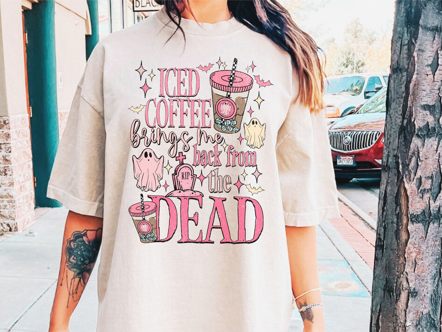 Iced Coffee brings be back from the Dead DTF Transfer Design