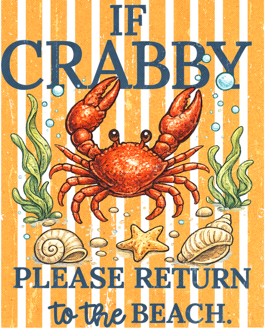 if crabby Please Return to the Beach Stripes1  DTF Transfer Design