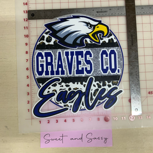 Graves County Eagles Mascot Glitter DTF Transfer
