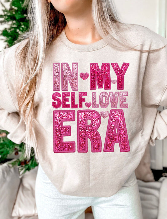 In My Self Love Era Faux Embroidery and Sequins DTF Transfer Design ozan