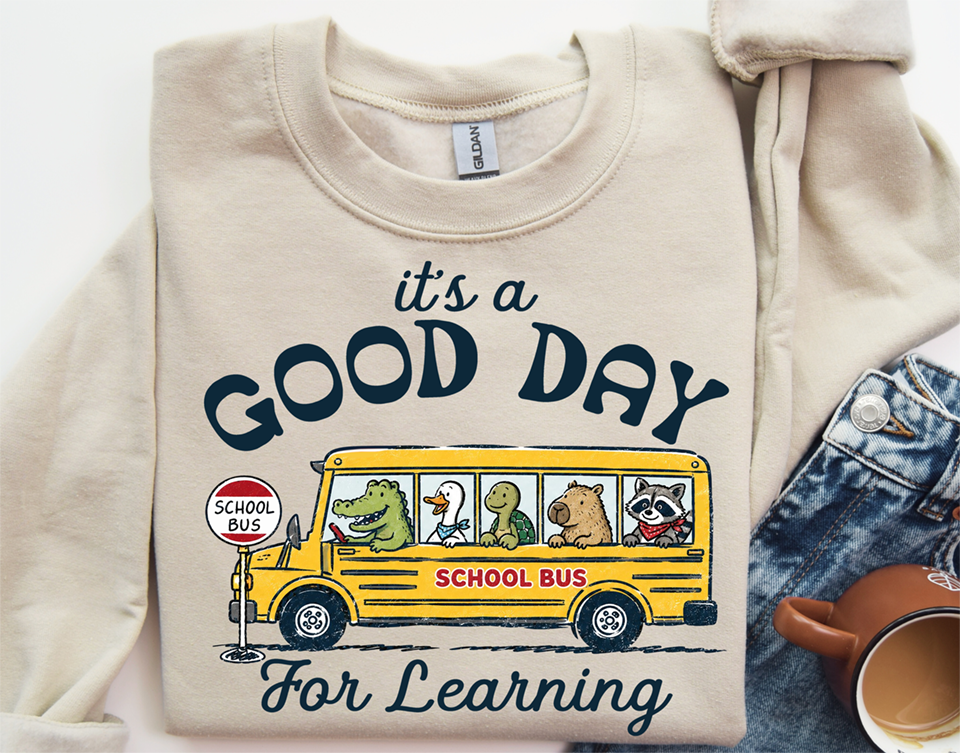 it's a GOOD DAY FOR LEARNING bus DTF Transfer Design