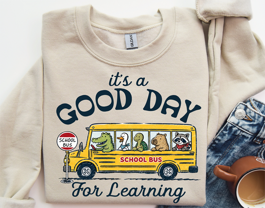 it's a GOOD DAY FOR LEARNING bus DTF Transfer Design