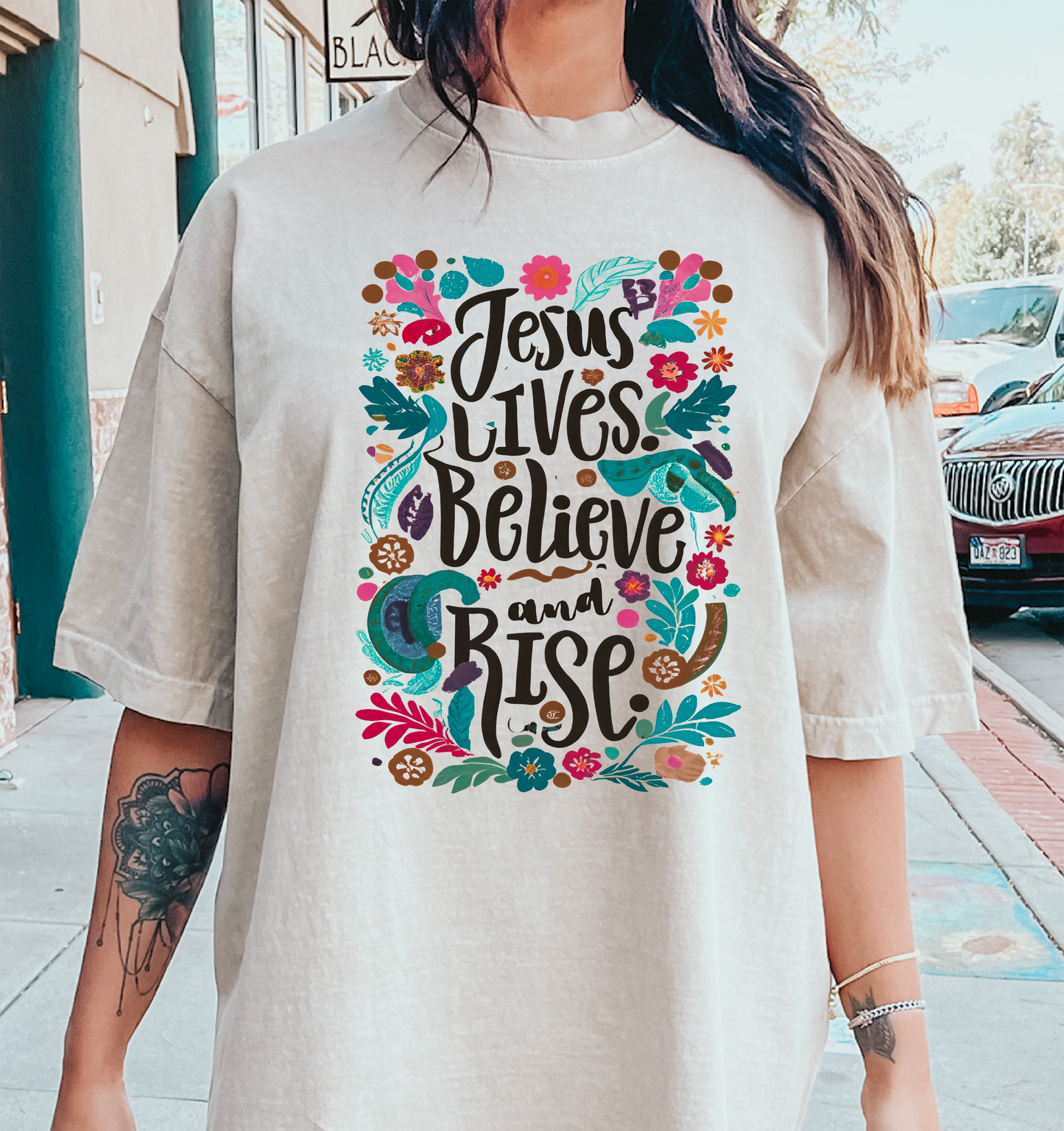 Jesus lives believes and rise DTF Transfer Design