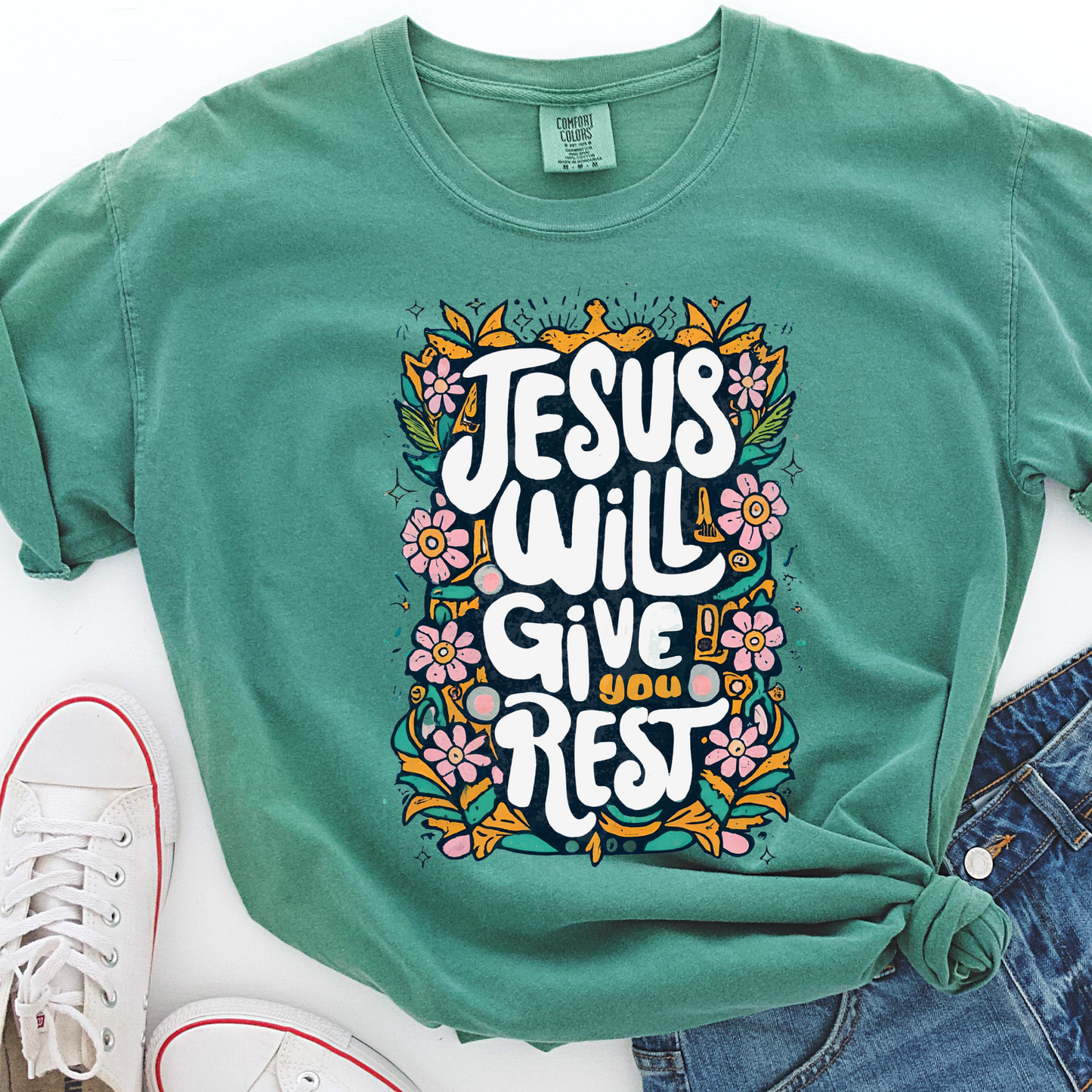 Jesus will give you rest DTF Transfer Design