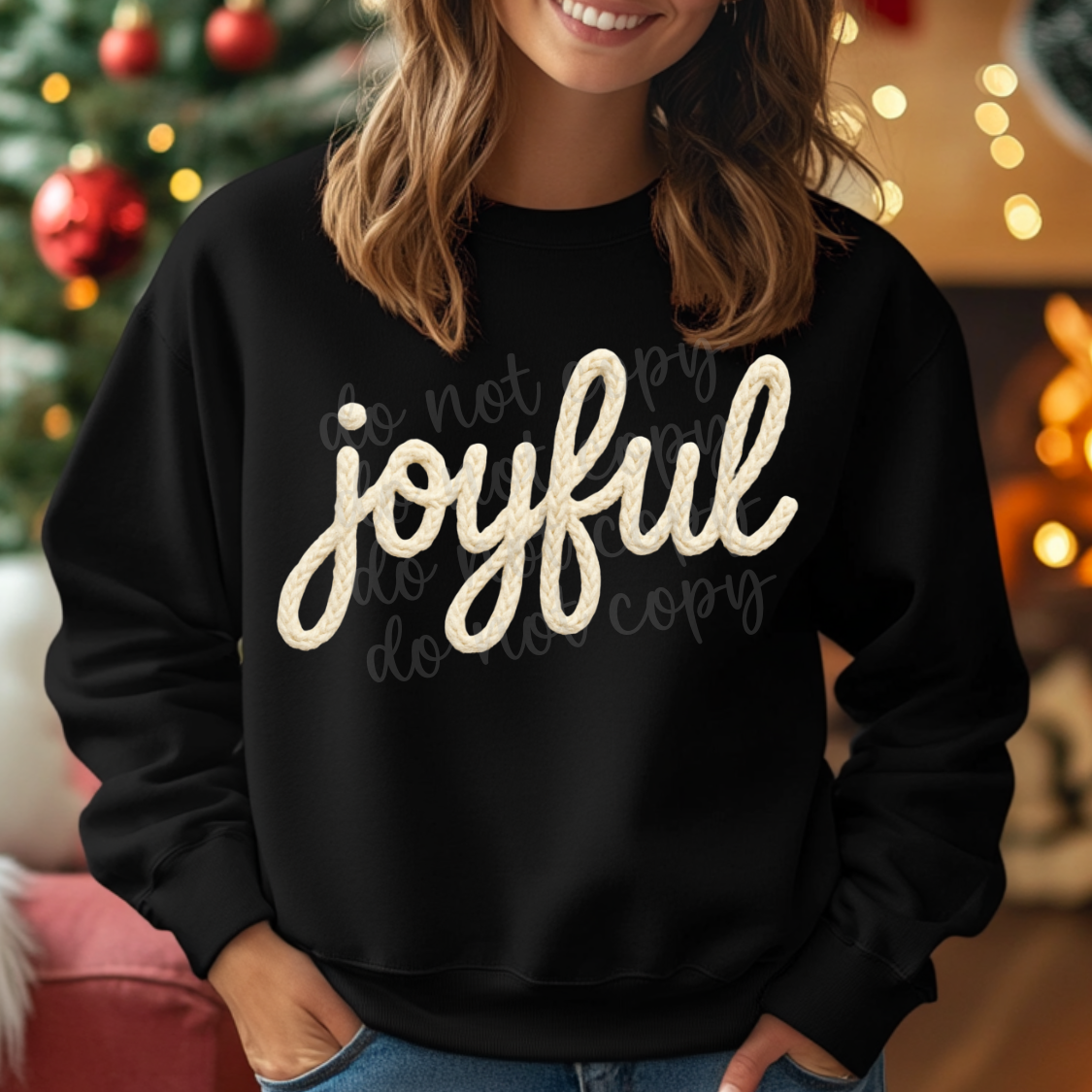 Joyful red or cream yarn DTF Transfer Design