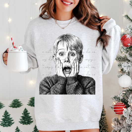 Kevin black and white line art DTF Transfer Design