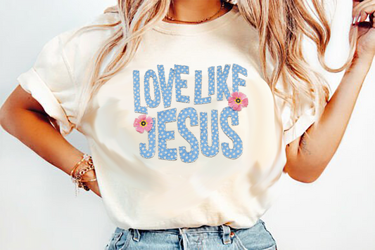 love like Jesus blue dot DTF Transfer Design