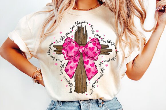 Love like Jesus Cross with heart bow DTF Transfer Design