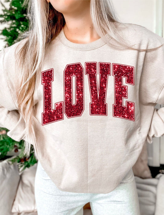 Love varsity glitter DTF Transfer Design ozan