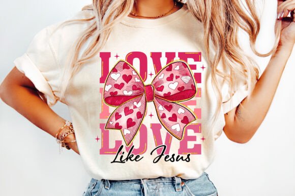 Love stacked like Jesus Heart bow DTF Transfer Design CF