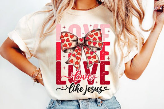 Love stack like Jesus Heart bow DTF Transfer Design CF