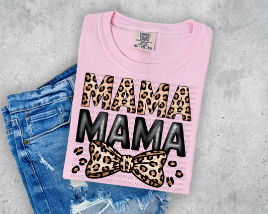 mama mama cheetah bow DTF Transfer Design