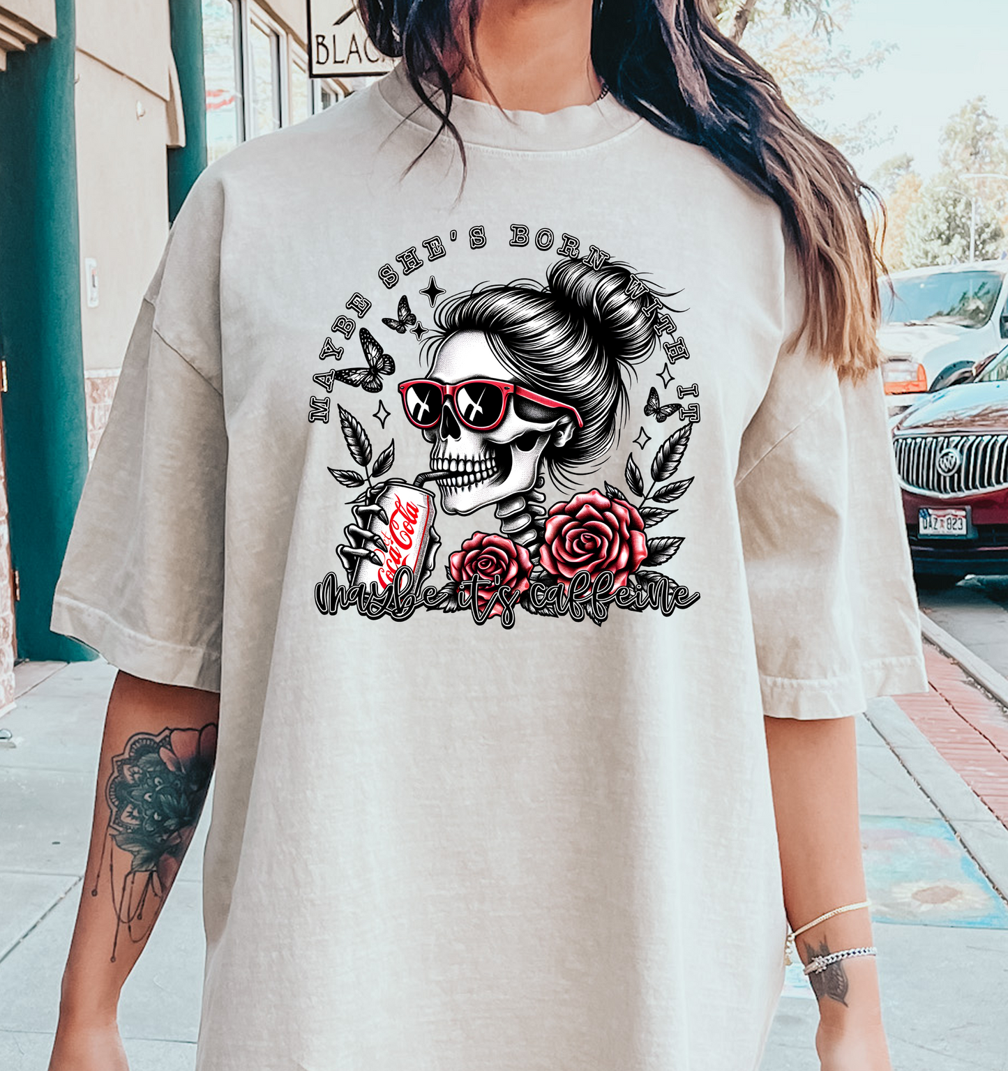 Maybe she's born with it maybe its caffeine DTF Transfer Design