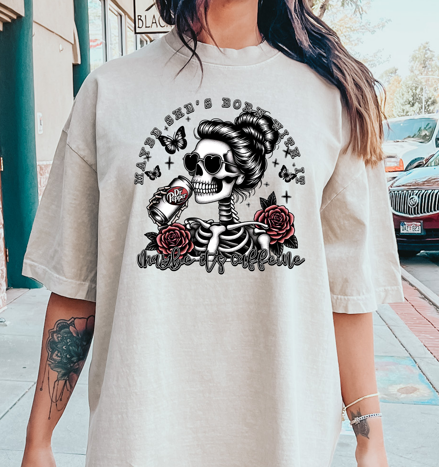 Maybe she's born with it maybe its caffeine DTF Transfer Design