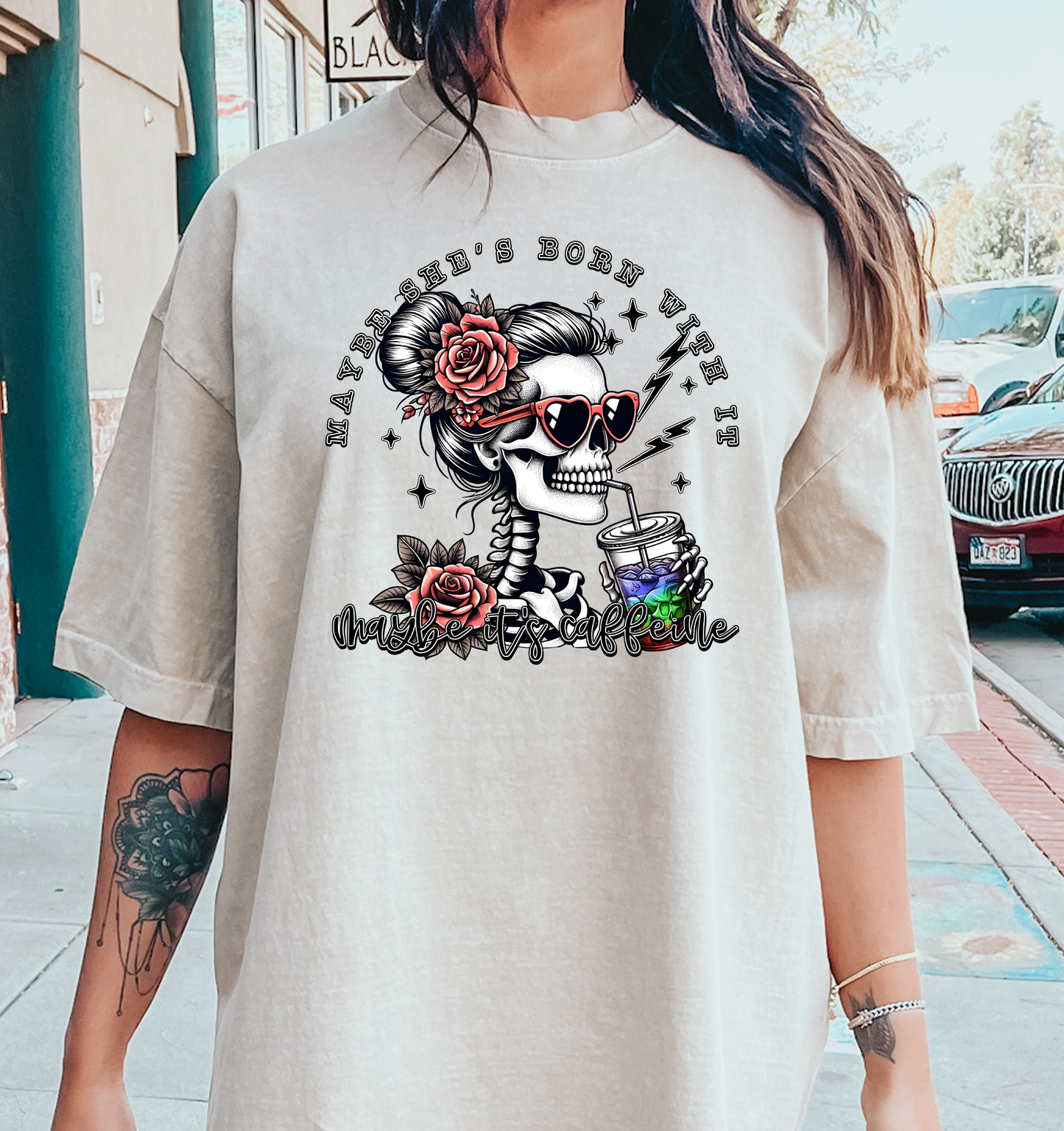 Maybe she's born with it maybe its caffeine DTF Transfer Design