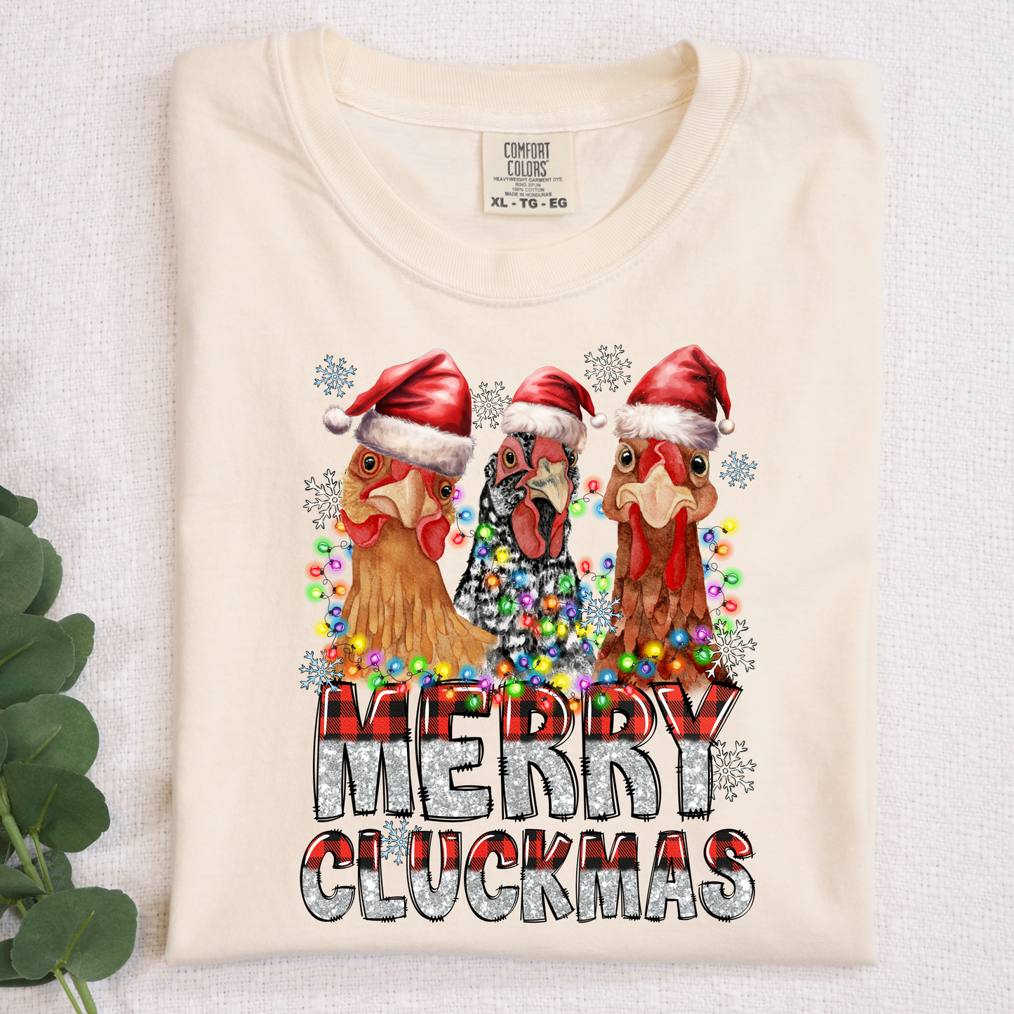 Merry Cluckmas Chickens  DTF Transfer Design