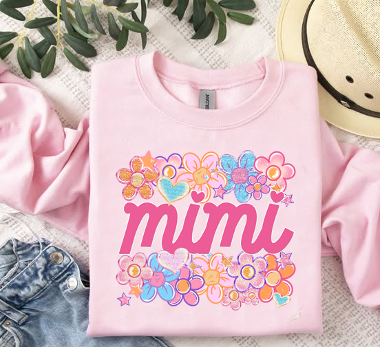 Mimi Floral Heart Family Names DTF Transfer Design