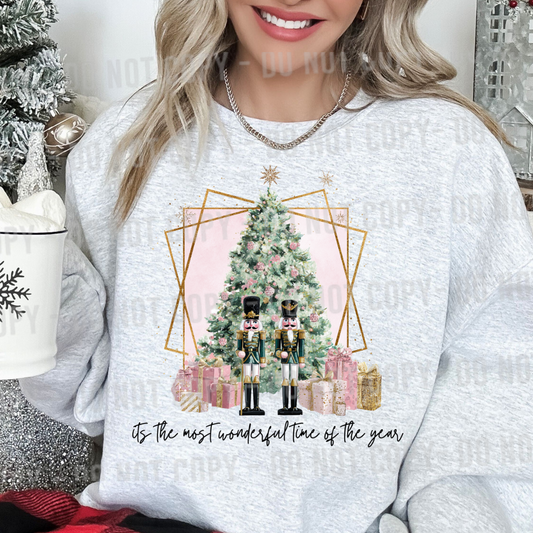 It's the most wonderful time of the year pink gold nutcrackers DTF Transfer Design