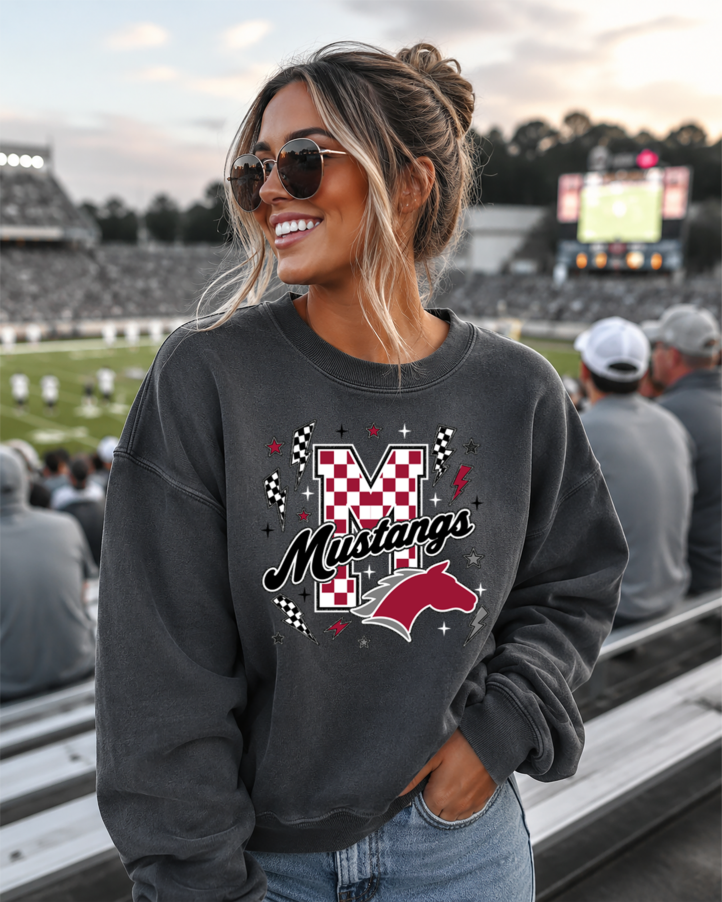 Mascot Checkered lightning bolt DTF Transfer