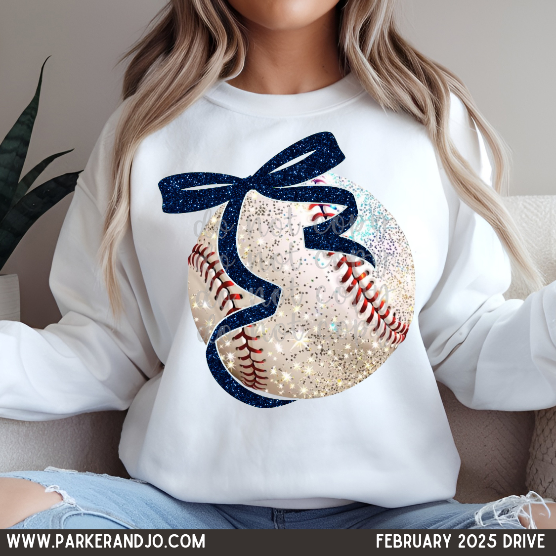 Faux Glitter baseball color bow DTF Transfer Design