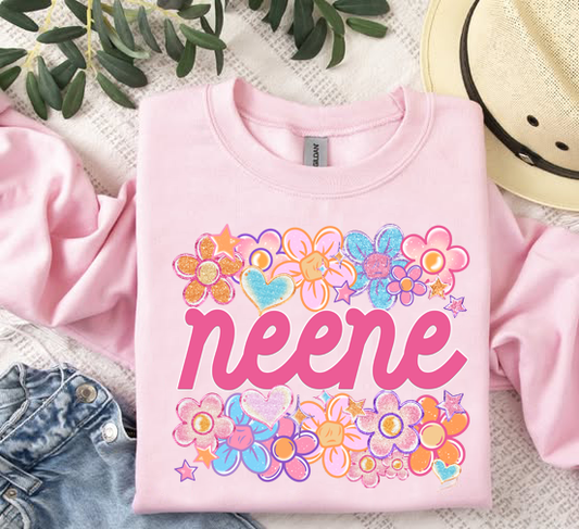 Neene Floral Heart Family Names DTF Transfer Design