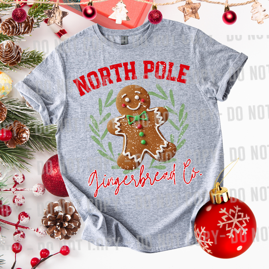 North Pole gingerbread co DTF Transfer Design