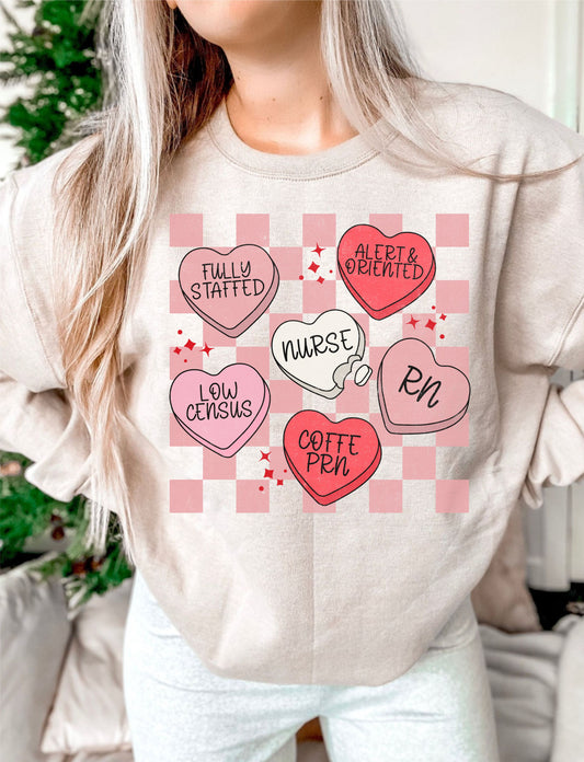 Nurse Candy Hearts DTF Transfer Designs ozan