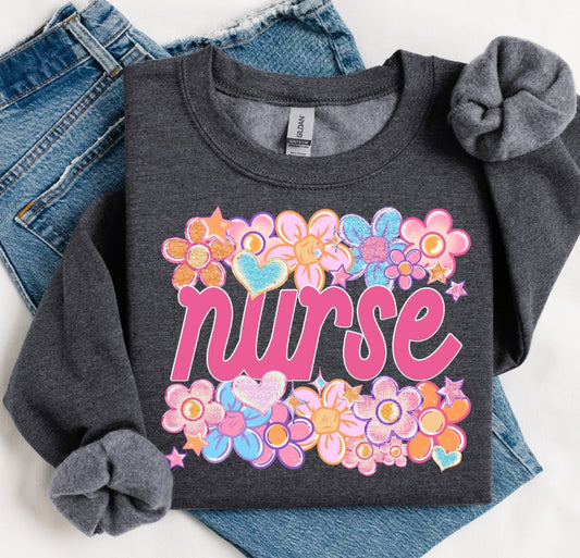 Nurse Floral DTF Transfer Design