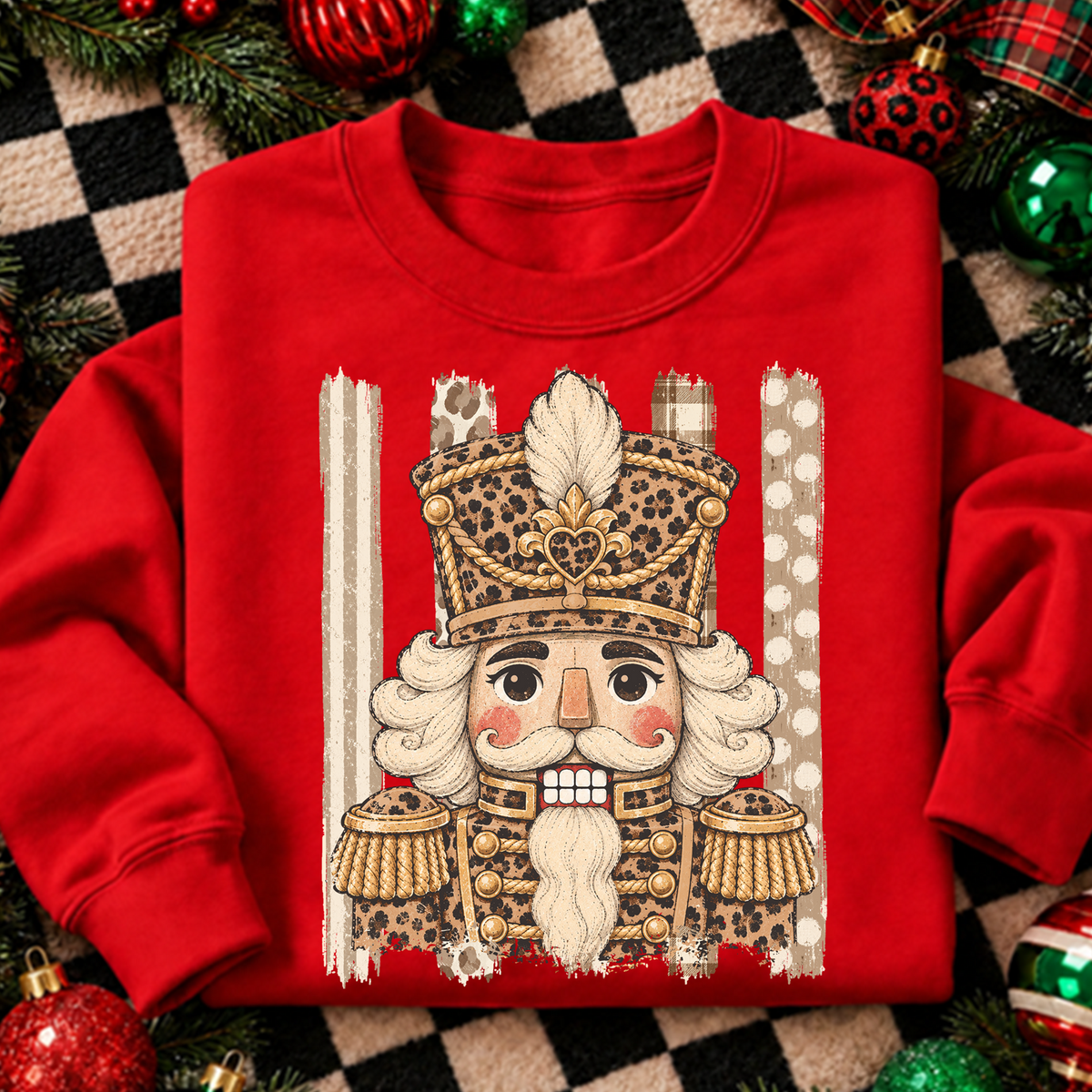 nutcracker stripes muted tans cheetah DTF Transfer Design