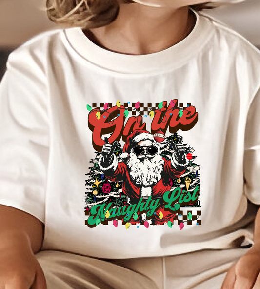 On the Naughty list Santa DTF Transfer Design