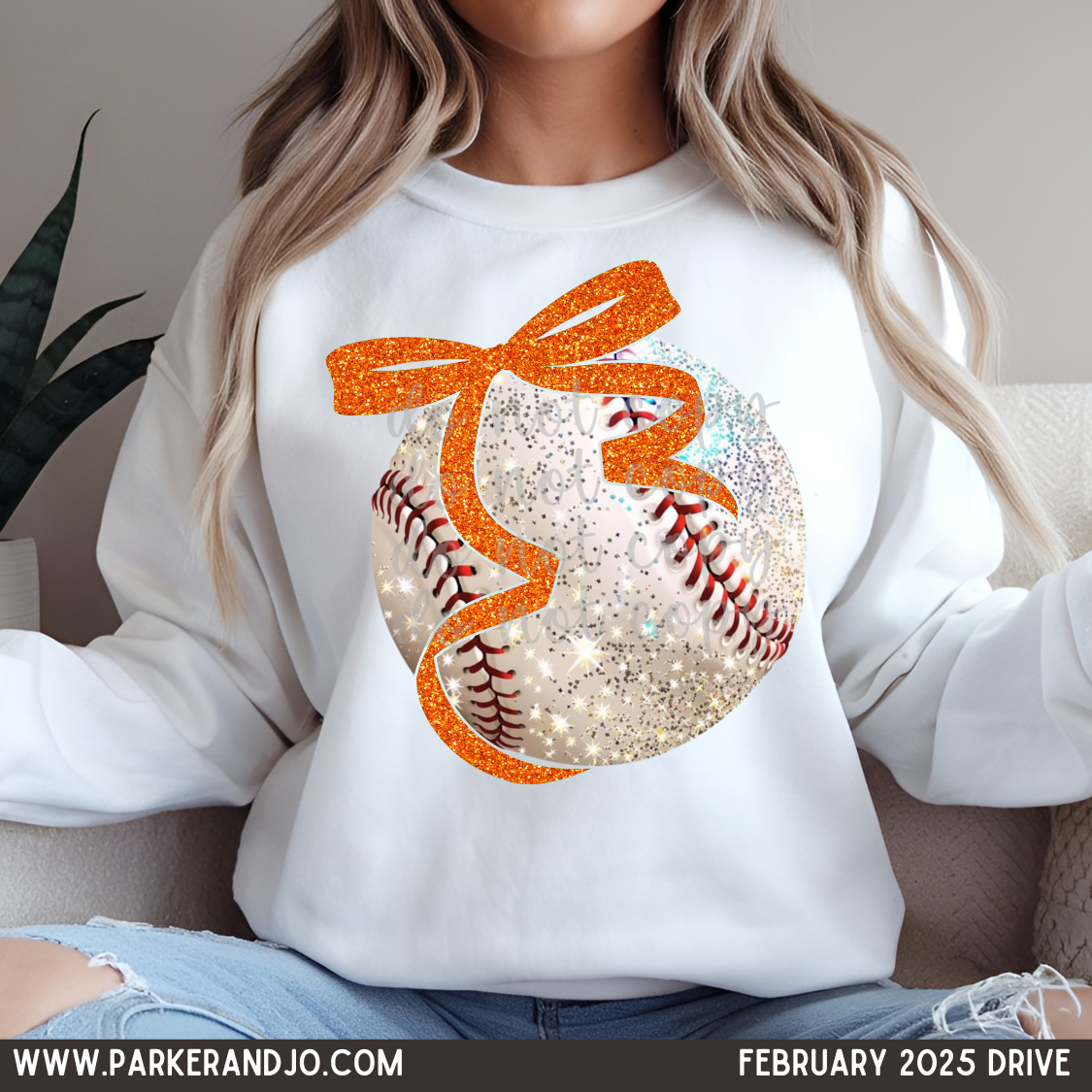 Faux Glitter baseball color bow DTF Transfer Design