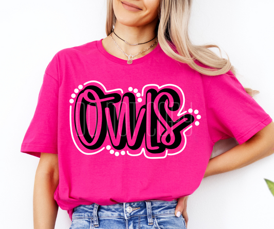 Owls Lines and Dots  DTF Transfer Design