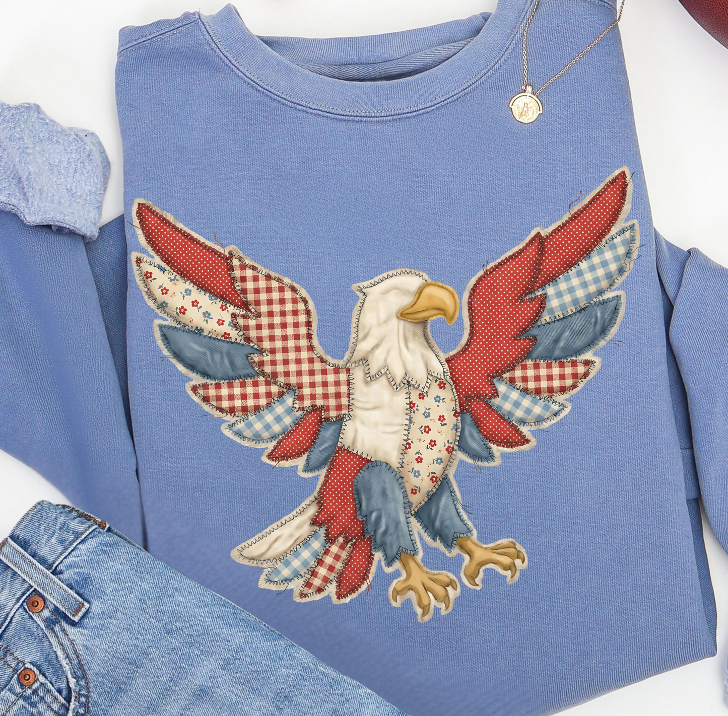 patchwork eagle DTF Transfer design