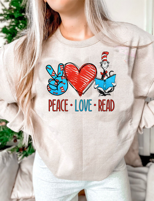 Peace love read glitter DTF Transfer Design