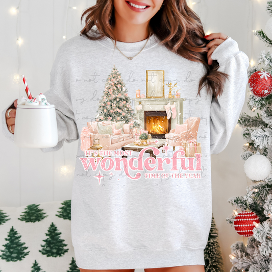 It's the most wonderful time of the year pink christmas DTF Transfer Design