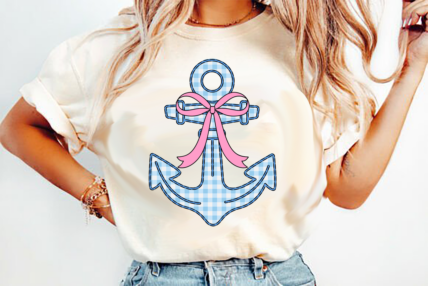 preppy anchor gingham  DTF Transfer Design