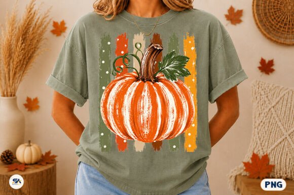 preppy striped pumpkin DTF Transfer Design