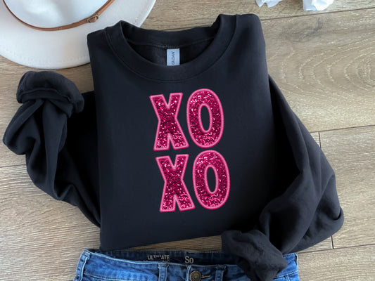 XOXO Faux Embroidery and Glitter DTF Transfer Design