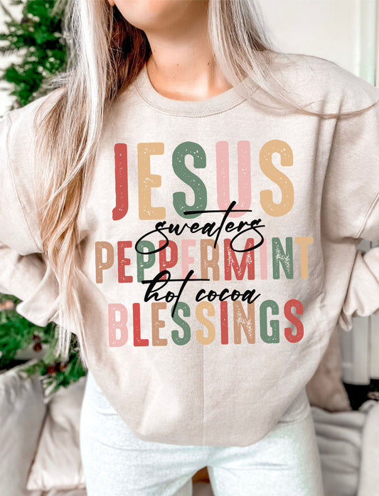 Jesus Sweaters Peppermint blessings DTF Transfer Design