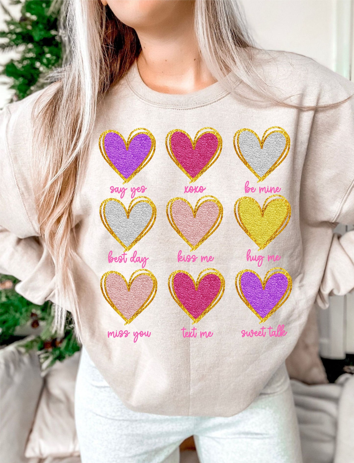 Hearts say yes xoxo be mine DTF Transfer Design