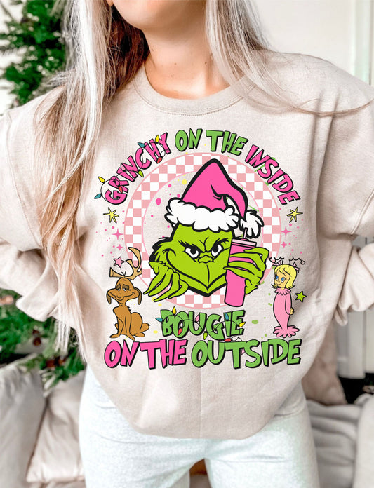 Grinch on the inside Bougie on the outside grinch DTF Transfer Design