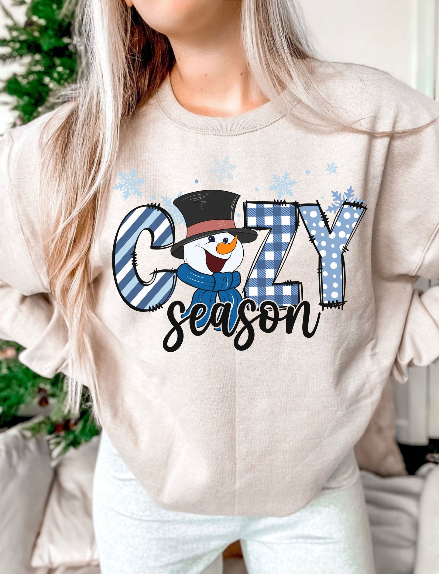 Cozy Season Snowman Blue DTF Transfer Design